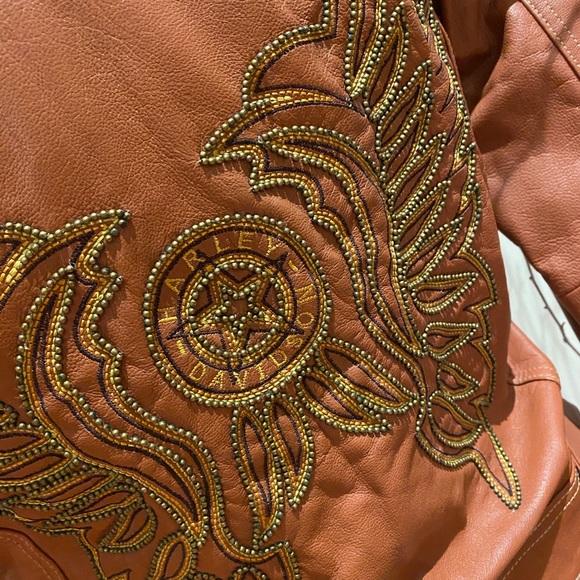Salmon coloured Harley-Davidson leather jacket - Picture 8 of 11